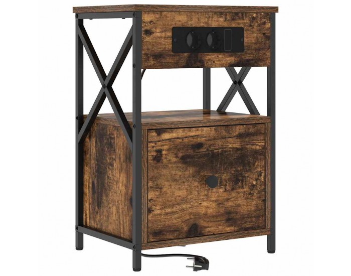 Sonata H Нощен шкаф Опушен дъб 40 x 31 x 60 см Инженерно дърво