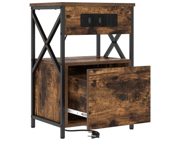 Sonata H Нощен шкаф Опушен дъб 40 x 31 x 60 см Инженерно дърво