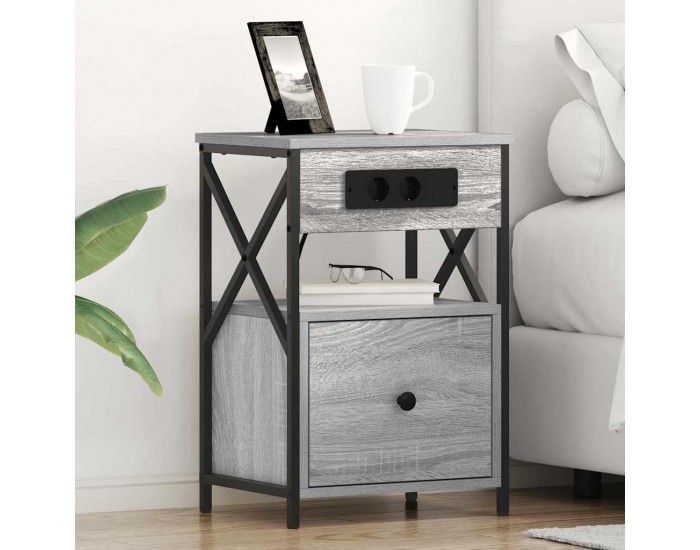 Sonata H Нощен шкаф 2 pcs Сив сонома 40 x 31 x 60 см Инженерно дърво