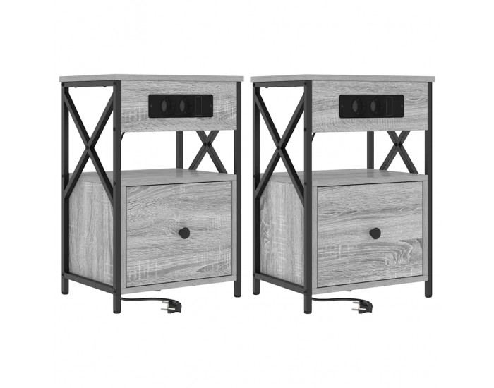 Sonata H Нощен шкаф 2 pcs Сив сонома 40 x 31 x 60 см Инженерно дърво