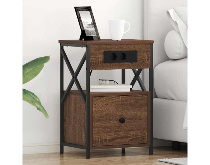 Sonata H Нощен шкаф 2 pcs Кафяв дъб 40 x 31 x 60 см Инженерно дърво