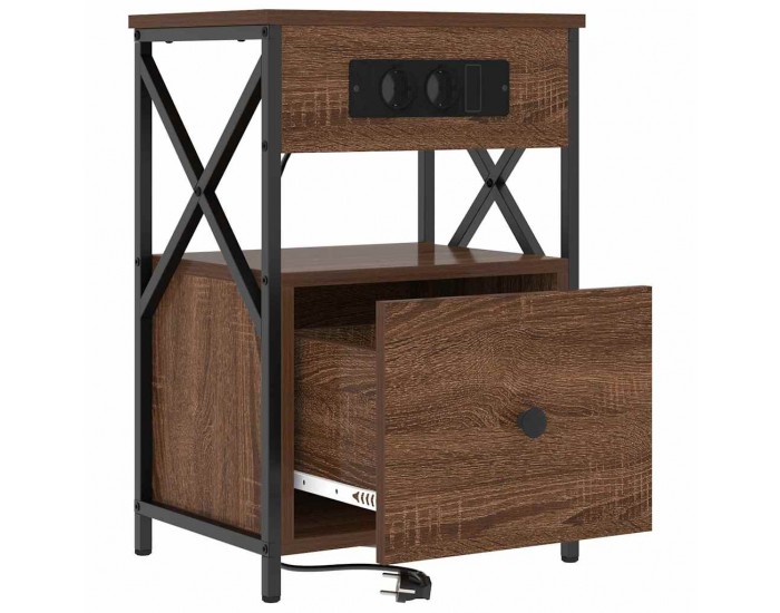 Sonata H Нощен шкаф 2 pcs Кафяв дъб 40 x 31 x 60 см Инженерно дърво