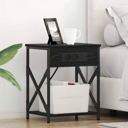 Sonata H Нощно шкафче с зарядна станция Черен дъб 41 x 31 x 51 см - Нощни шкафчета