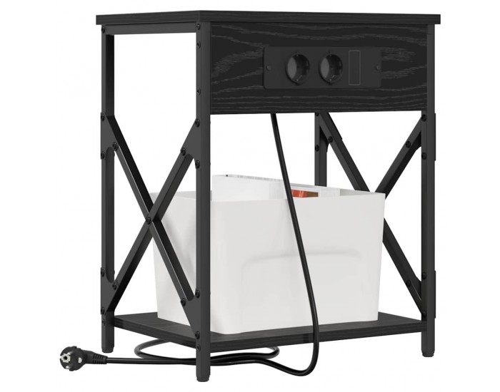 Sonata H Нощно шкафче с зарядна станция Черен дъб 41 x 31 x 51 см