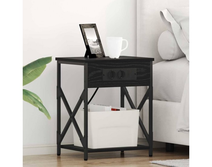 Sonata H Нощно шкафче с зарядна станция 2 pcs Черен дъб 41 x 31 x 51 см