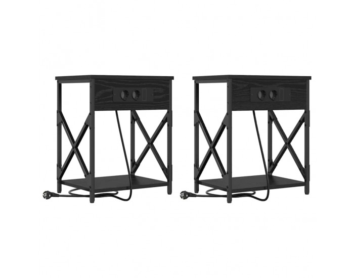 Sonata H Нощно шкафче с зарядна станция 2 pcs Черен дъб 41 x 31 x 51 см