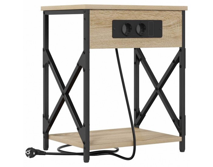 Sonata H Нощно шкафче с зарядна станция дъб сонома 41 x 31 x 51 см