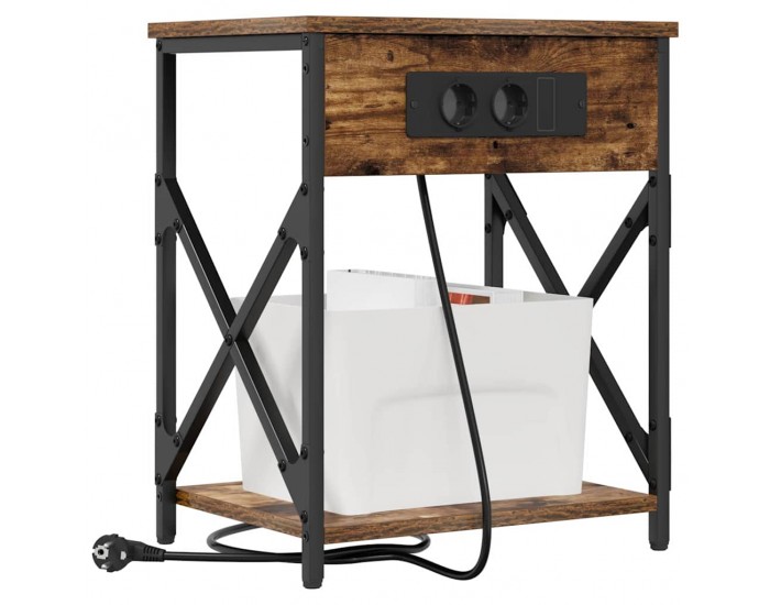 Sonata H Нощно шкафче с зарядна станция Опушен дъб 41 x 31 x 51 см