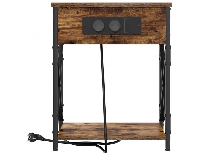 Sonata H Нощно шкафче с зарядна станция Опушен дъб 41 x 31 x 51 см