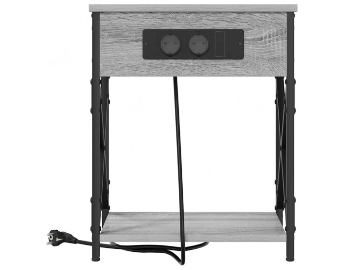 Sonata H Нощно шкафче с зарядна станция 2 pcs Сив сонома 41 x 31 x 51 см