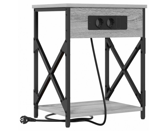 Sonata H Нощно шкафче с зарядна станция 2 pcs Сив сонома 41 x 31 x 51 см