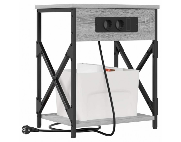 Sonata H Нощно шкафче с зарядна станция 2 pcs Сив сонома 41 x 31 x 51 см