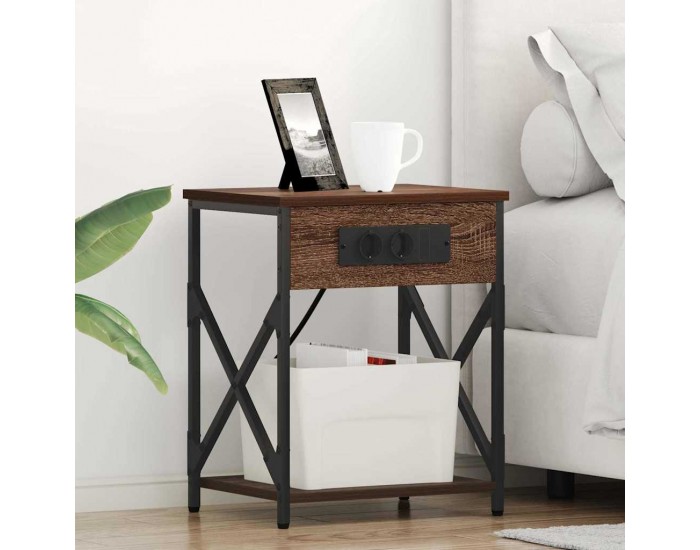 Sonata H Нощно шкафче с зарядна станция 2 pcs Кафяв дъб 41 x 31 x 51 см