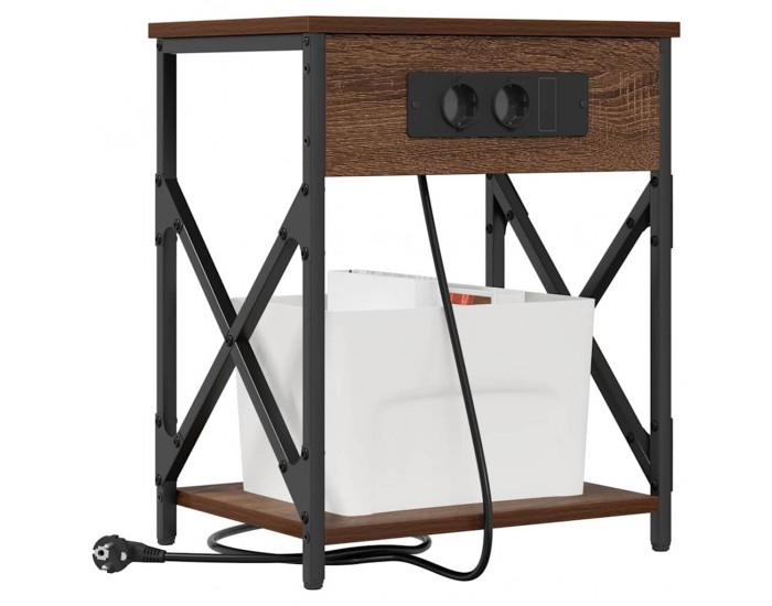 Sonata H Нощно шкафче с зарядна станция 2 pcs Кафяв дъб 41 x 31 x 51 см