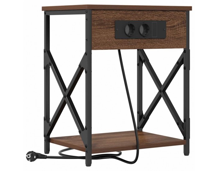 Sonata H Нощно шкафче с зарядна станция 2 pcs Кафяв дъб 41 x 31 x 51 см