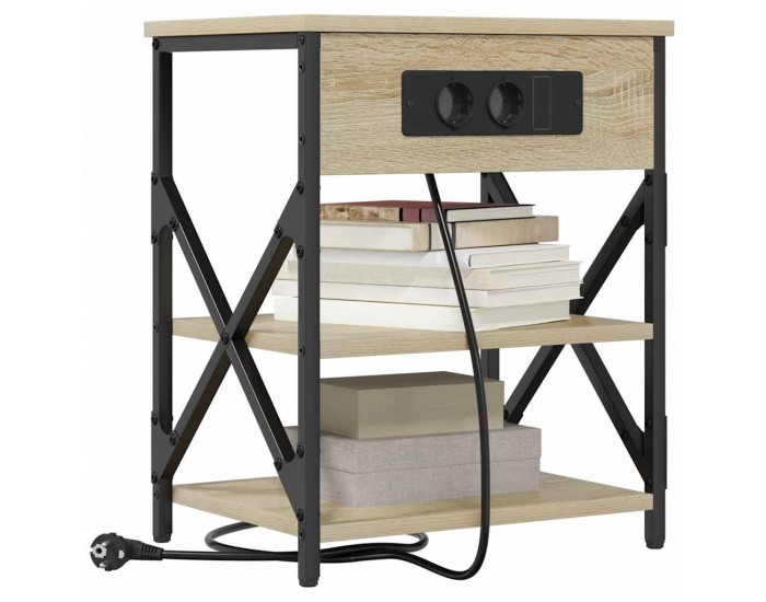 Sonata H Нощно шкафче с зарядна станция дъб сонома Инженерно дърво