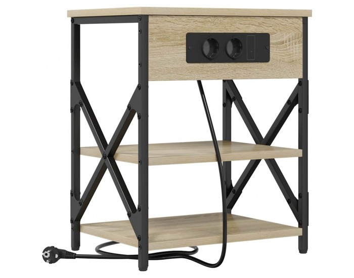 Sonata H Нощно шкафче с зарядна станция дъб сонома Инженерно дърво