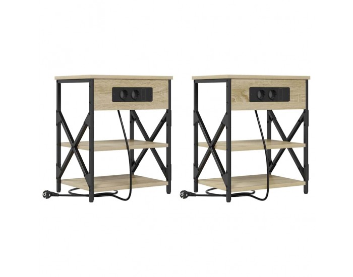 Sonata H Нощно шкафче с зарядна станция дъб сонома Инженерно дърво