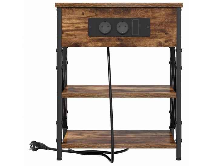 Sonata H Нощно шкафче с зарядна станция Опушен дъб Инженерно дърво