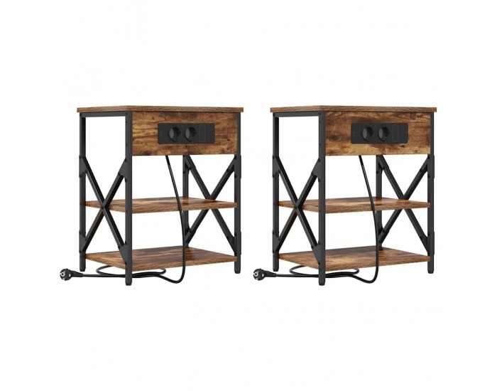 Sonata H Нощно шкафче с зарядна станция Опушен дъб Инженерно дърво