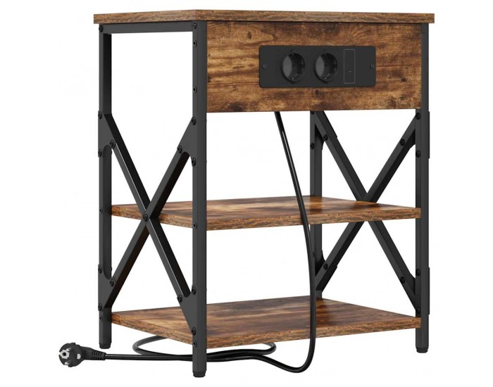 Sonata H Нощно шкафче с зарядна станция Опушен дъб Инженерно дърво