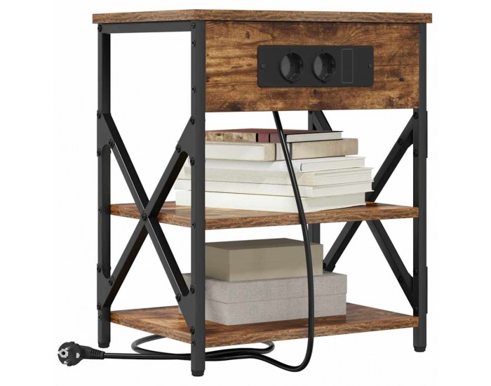 Sonata H Нощно шкафче с зарядна станция Опушен дъб Инженерно дърво