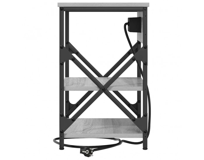 Sonata H Нощно шкафче с зарядна станция Сив сонома Инженерно дърво