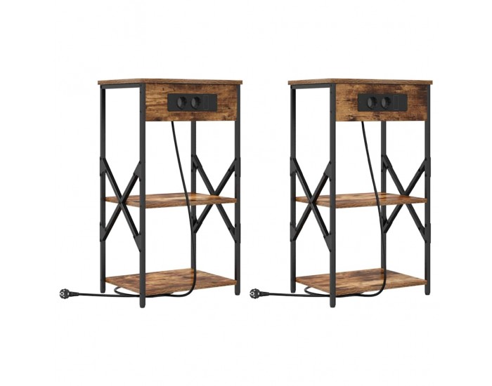 Sonata H Нощен шкаф 2 pcs Опушен дъб 41 x 31 x 76 см Инженерно дърво