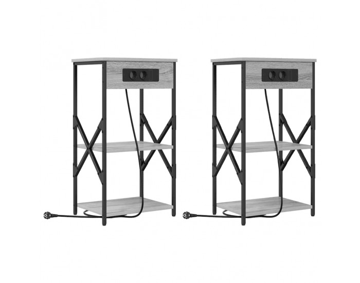 Sonata H Нощен шкаф 2 pcs Сив сонома 41 x 31 x 76 см Инженерно дърво