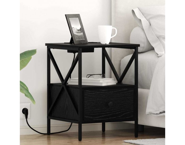 Sonata H Нощен шкаф Черен дъб 41.5 x 40.5 x 55 см Инженерно дърво