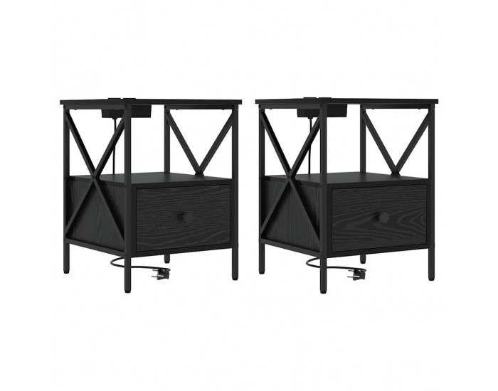 Sonata H Нощен шкаф Черен дъб 41.5 x 40.5 x 55 см Инженерно дърво