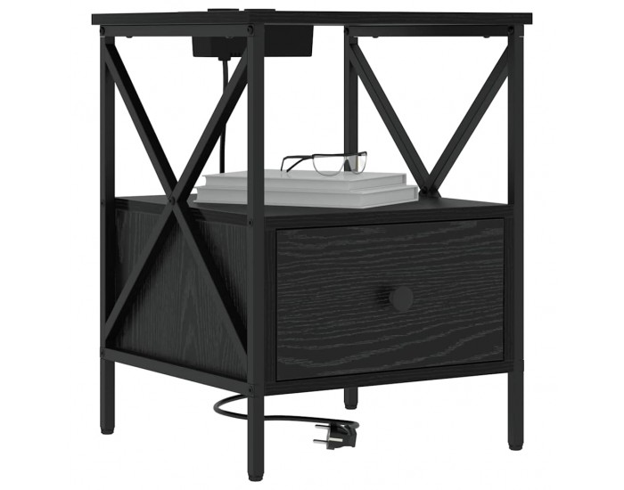 Sonata H Нощен шкаф Черен дъб 41.5 x 40.5 x 55 см Инженерно дърво