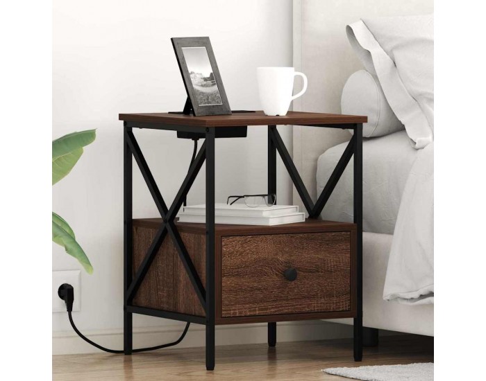 Sonata H Нощен шкаф Кафяв дъб 41.5 x 40.5 x 55 см Инженерно дърво