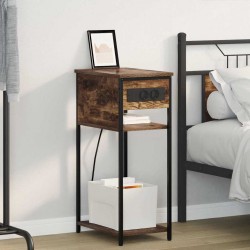 Sonata H Нощен шкаф Опушен дъб 41 x 28 x 76 см Инженерно дърво - Нощни шкафчета