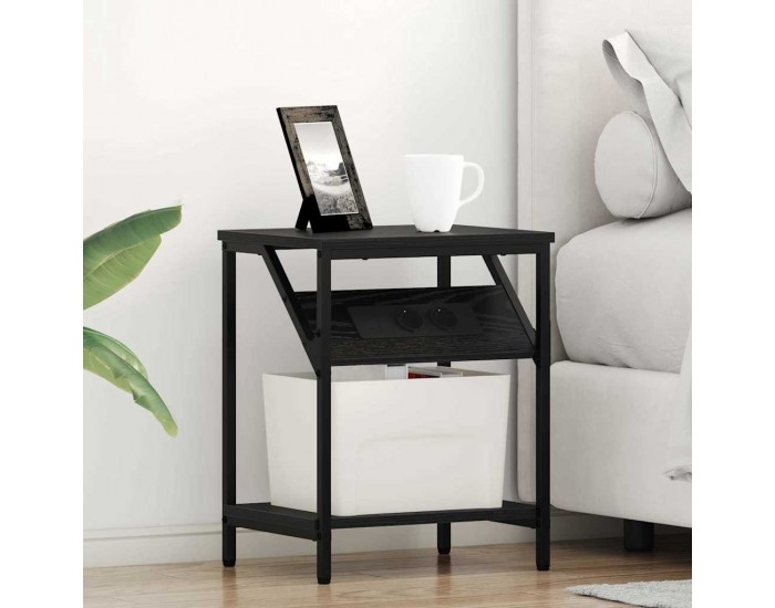 Sonata H Нощно шкафче Черен дъб 38 x 30 x 48 см Инженерно дърво