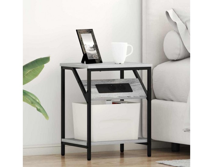 Sonata H Нощно шкафче Сив сонома 38 x 30 x 48 см Инженерно дърво