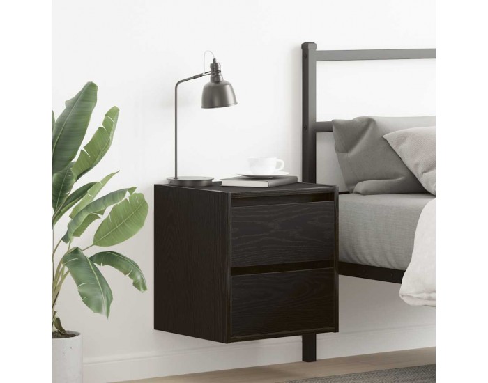 Sonata H Нощни шкафчета за стенен монтаж, 2 бр, Черен дъб, 38x34x40 см