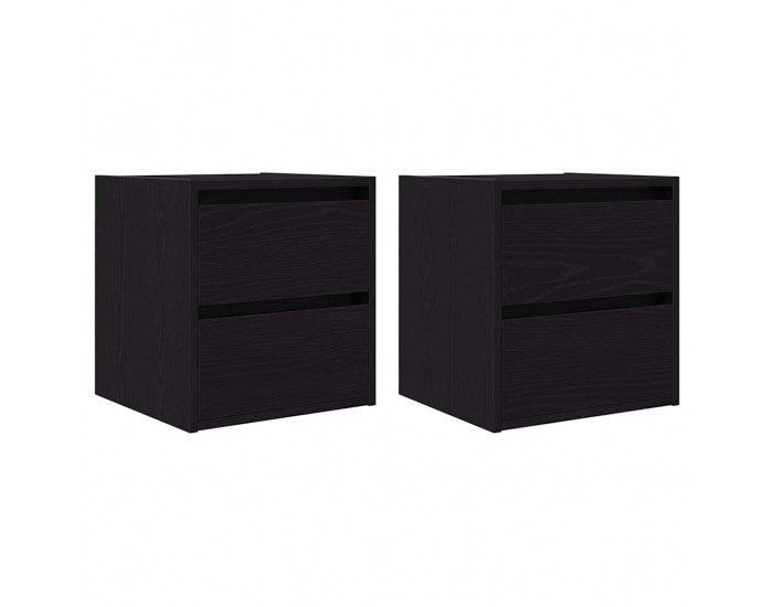 Sonata H Нощни шкафчета за стенен монтаж, 2 бр, Черен дъб, 38x34x40 см