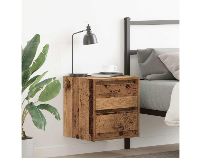 Sonata H Нощно шкафче за стенен монтаж, старо дърво, 38x34x40 см