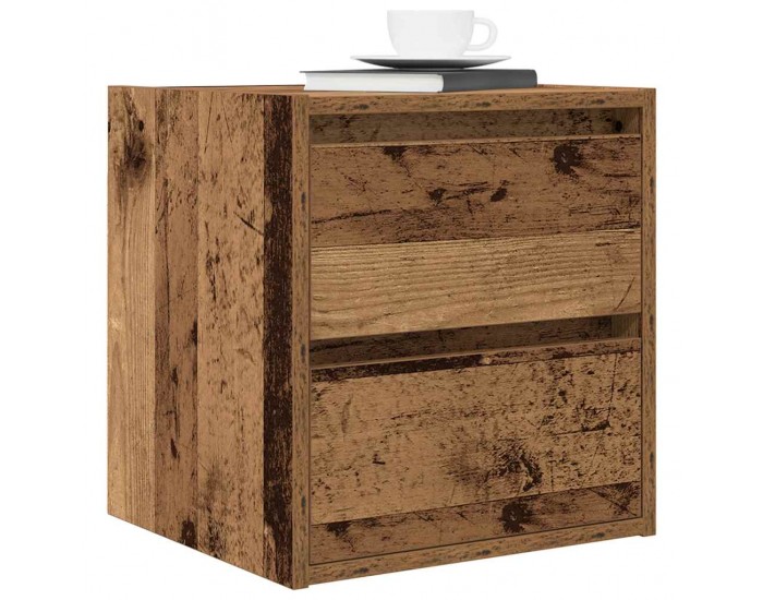 Sonata H Нощно шкафче за стенен монтаж, старо дърво, 38x34x40 см