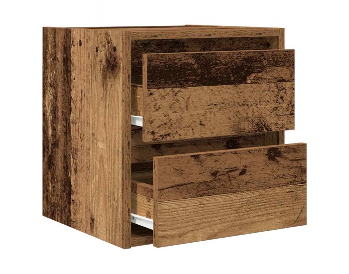 Sonata H Нощно шкафче за стенен монтаж, старо дърво, 38x34x40 см