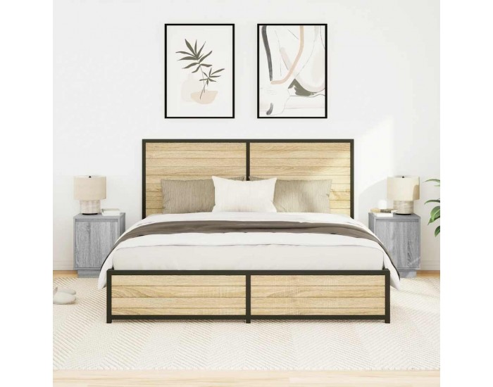 Sonata H Нощни шкафчета с LED осветление 2 бр. сиво Сонома 38x34x50 см