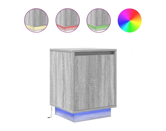 Sonata H Нощни шкафчета с LED осветление 2 бр. сиво Сонома 38x34x50 см