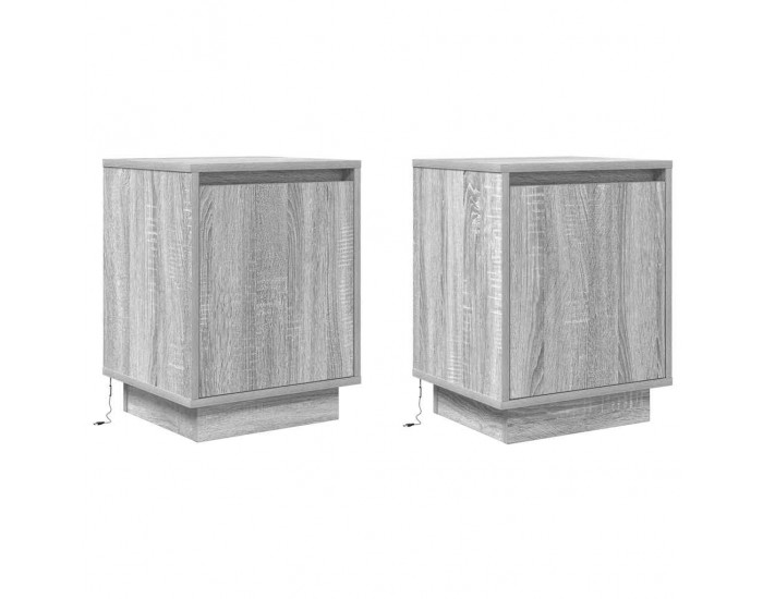 Sonata H Нощни шкафчета с LED осветление 2 бр. сиво Сонома 38x34x50 см