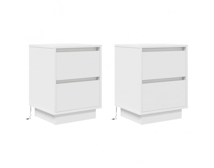 Sonata H Нощни шкафчета с LED осветление 2 бр., бели 38x34x50 cm