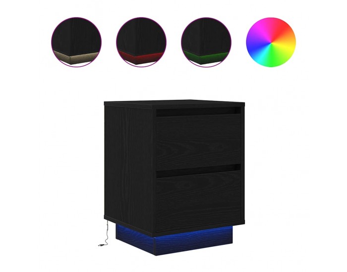 Sonata H Нощно шкафче с LED осветление черно 38x34x50 cm