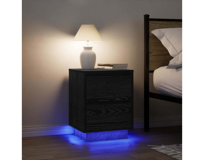 Sonata H Нощно шкафче с LED осветление черно 38x34x50 cm