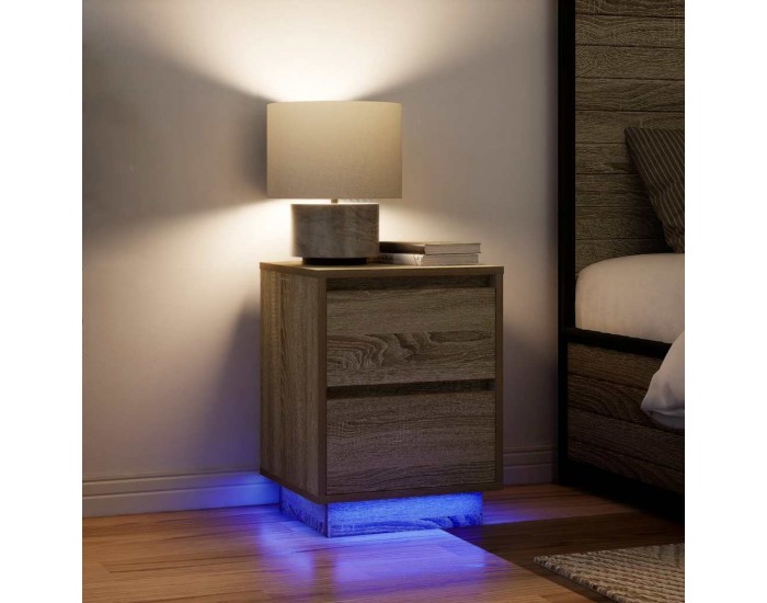 Sonata H Нощни шкафчета с LED осветление 2 бр. дъб сонома 38x34x50 cm