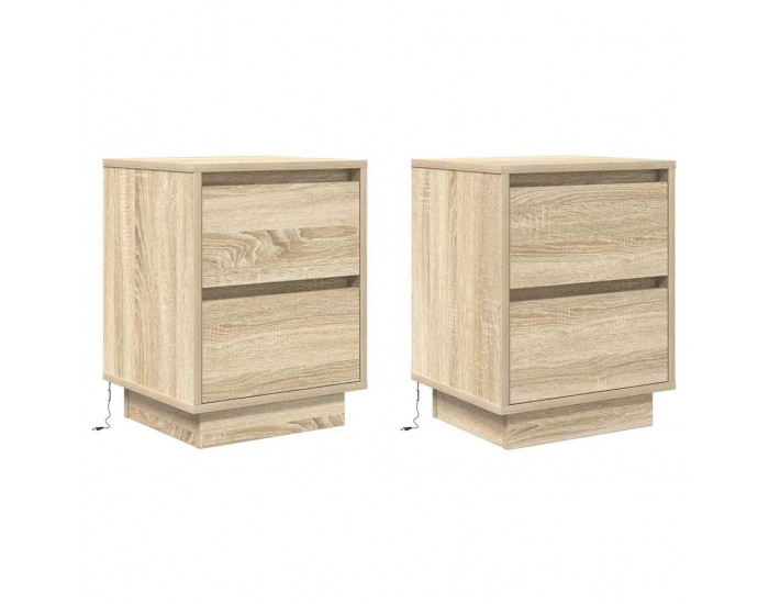 Sonata H Нощни шкафчета с LED осветление 2 бр. дъб сонома 38x34x50 cm