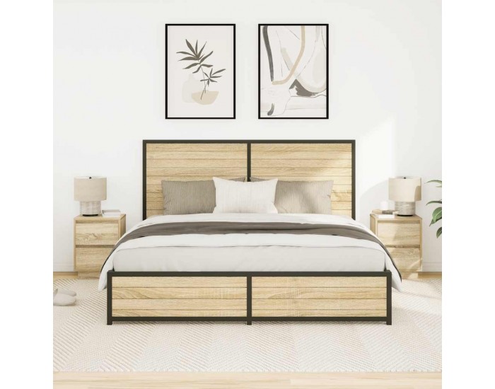 Sonata H Нощни шкафчета с LED осветление 2 бр. дъб сонома 38x34x50 cm